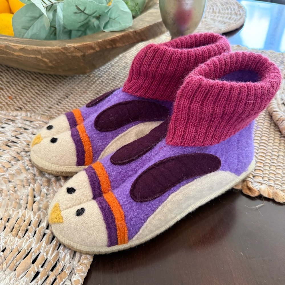 Garnet Hill haflinger Boiled Wool owl slipper
